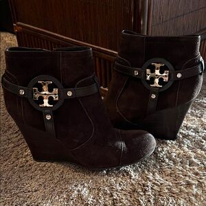 Tory Burch Chocolate Wedge Ankle Boots